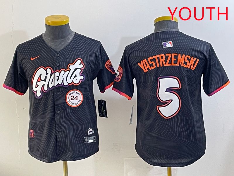 Youth San Francisco Giants 5 Yastrzemski Black Joint Name 2025 Nike MLB Jersey style 34